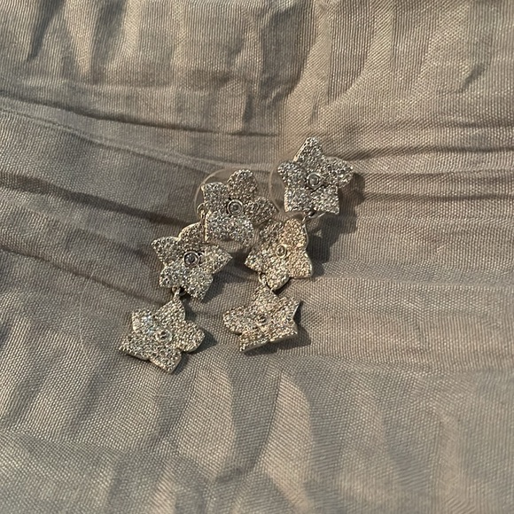 Euc Kate spade floral drop earrings with crystals silver - Picture 2 of 2